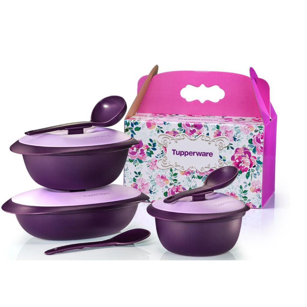 [READY STOCK] TUPPERWARE PURPLE ROYALE MICROWAVEABLE SERVERWARE SET FOR RAYA 2021