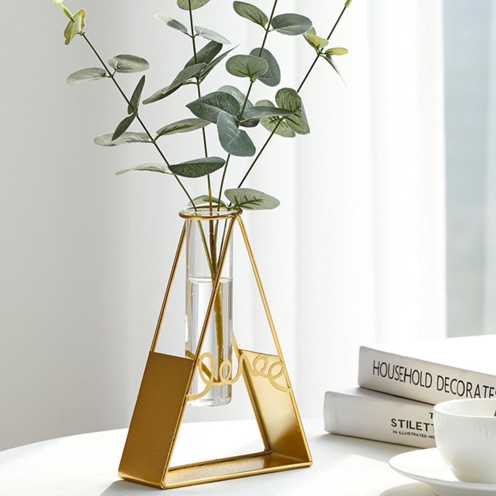 Piece Modern Gold Frame Triangle Tube Vase Decoration Shopee Malaysia