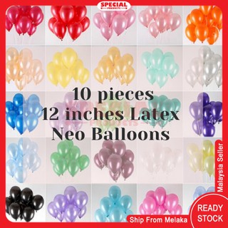 10Pcs 12Inches 3.2gm  Round Latex Neo Balloon