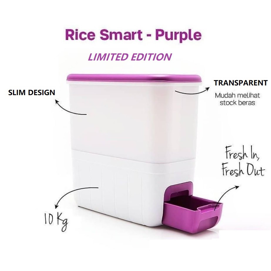 Tupperware Rice Dispenser Rice Smart - Purple  - 10kg  ♥️  ♥️