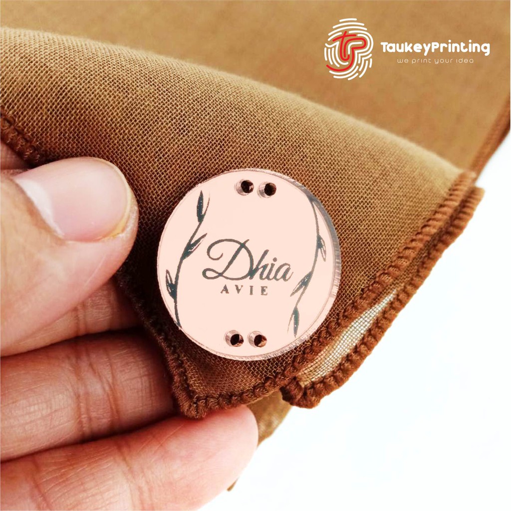 Label Tag Tudung Hijab Rosegold Hitam Acrylic Custom