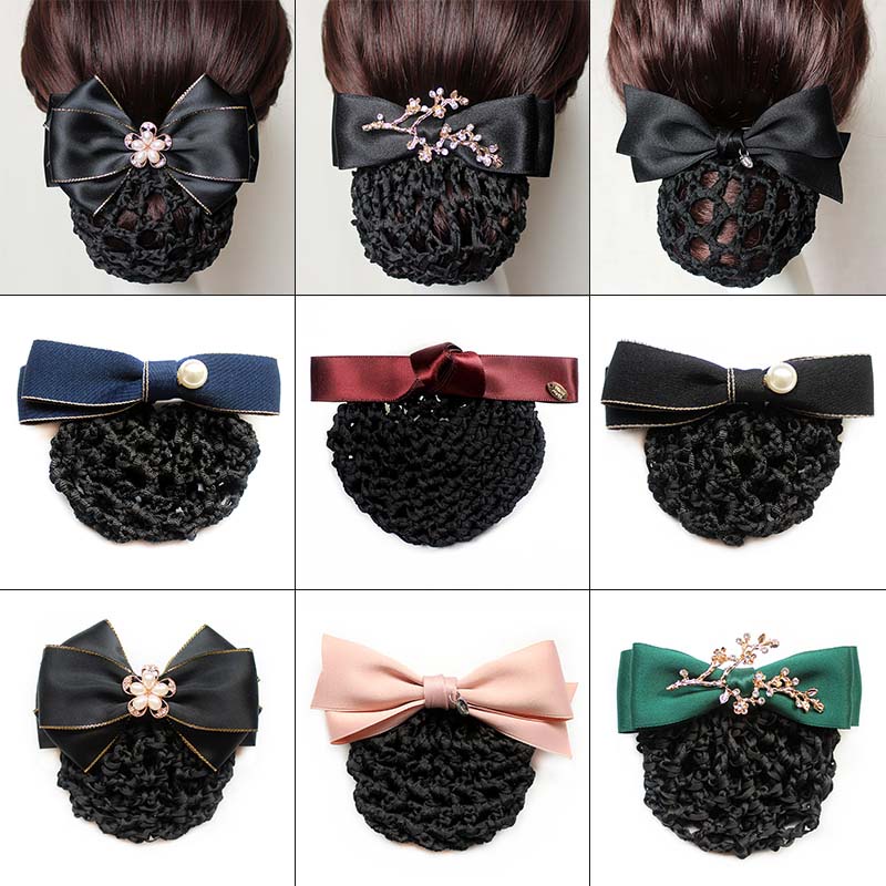 Bowknot Hair Bun Cover Net Snood Hairnet Bowknot Lace Pearl Crystal  Barrette Hair Clip Hair Accessories for Woman | Shopee Malaysia