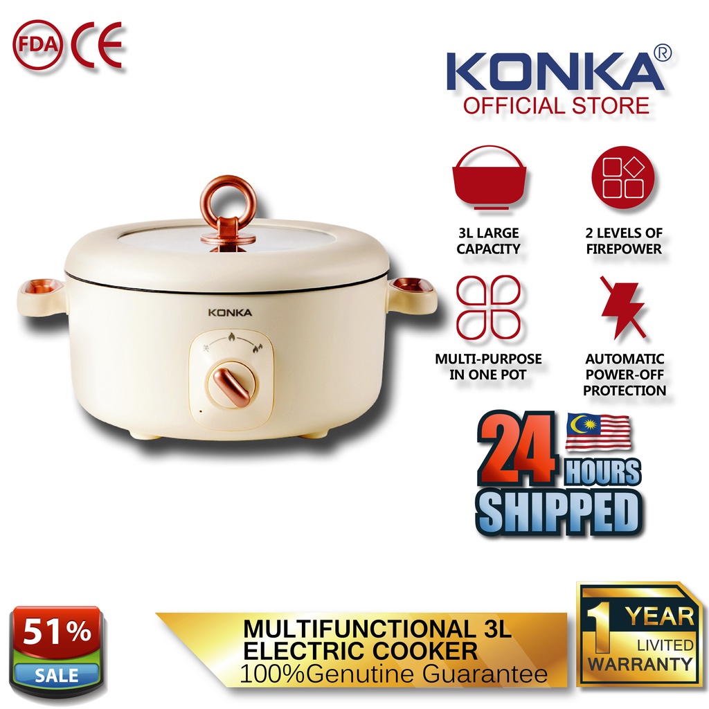 KONKA Electric Hot Pot Multifunction (5L) [RM50 Coupon Ends August 31st] KZG-HP502