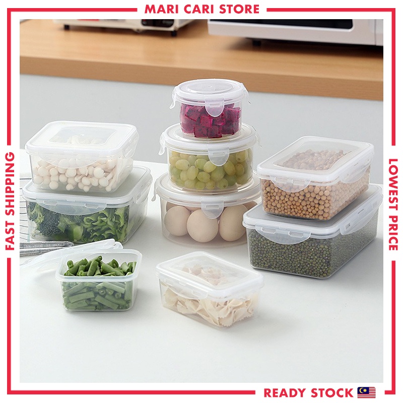 Airtight Food Container Plastic Transparent Food Storage Box Fridge ...