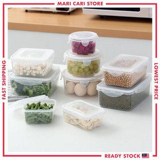 Airtight Food Container Plastic Transparent Food Storage Box Fridge Storage Bekas Kedap Udara Bekas Makanan Kitchenware