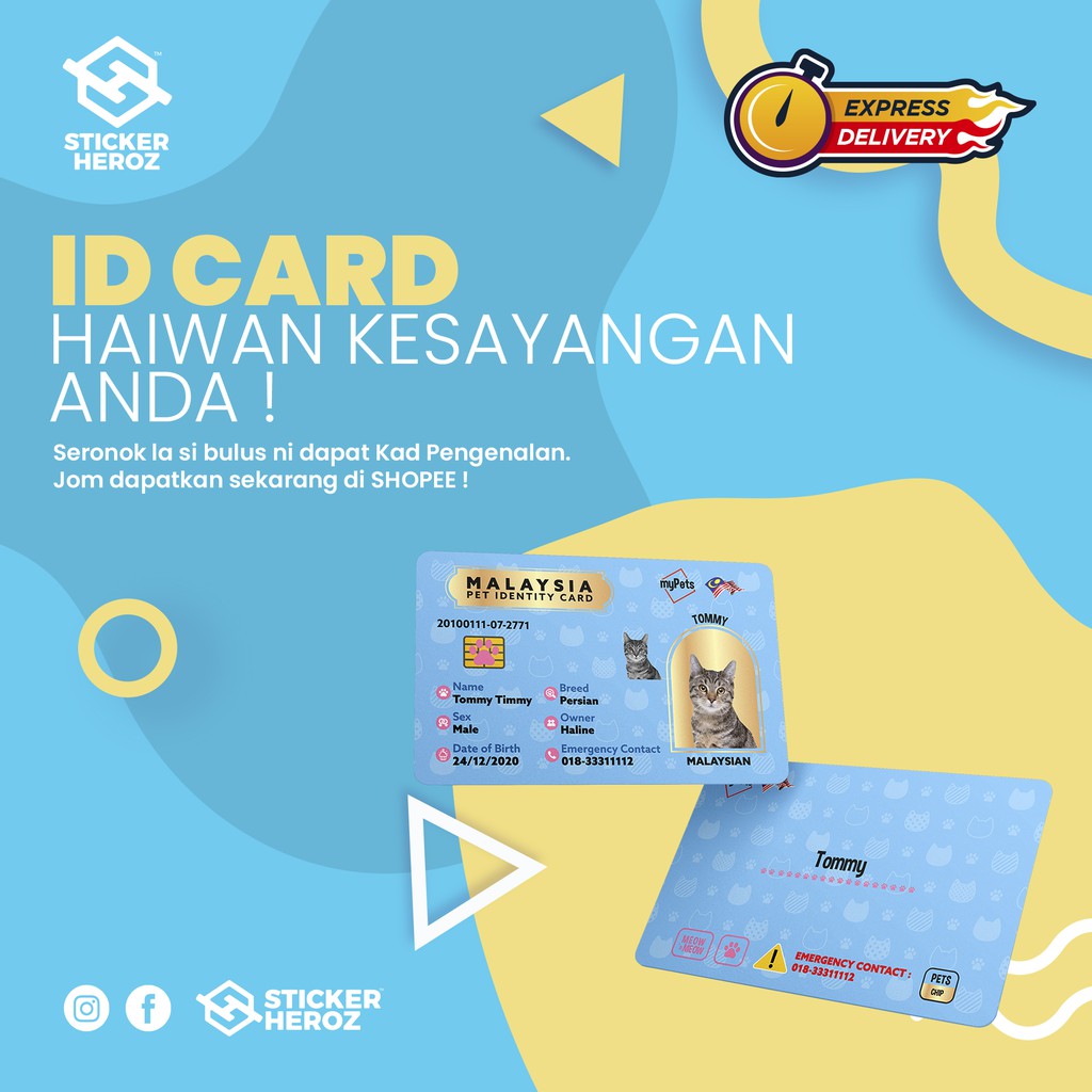 (IC/ID CARD/KAD PENGENALAN) Kucing/Anjing/Haiwan/Pet Shopee Malaysia