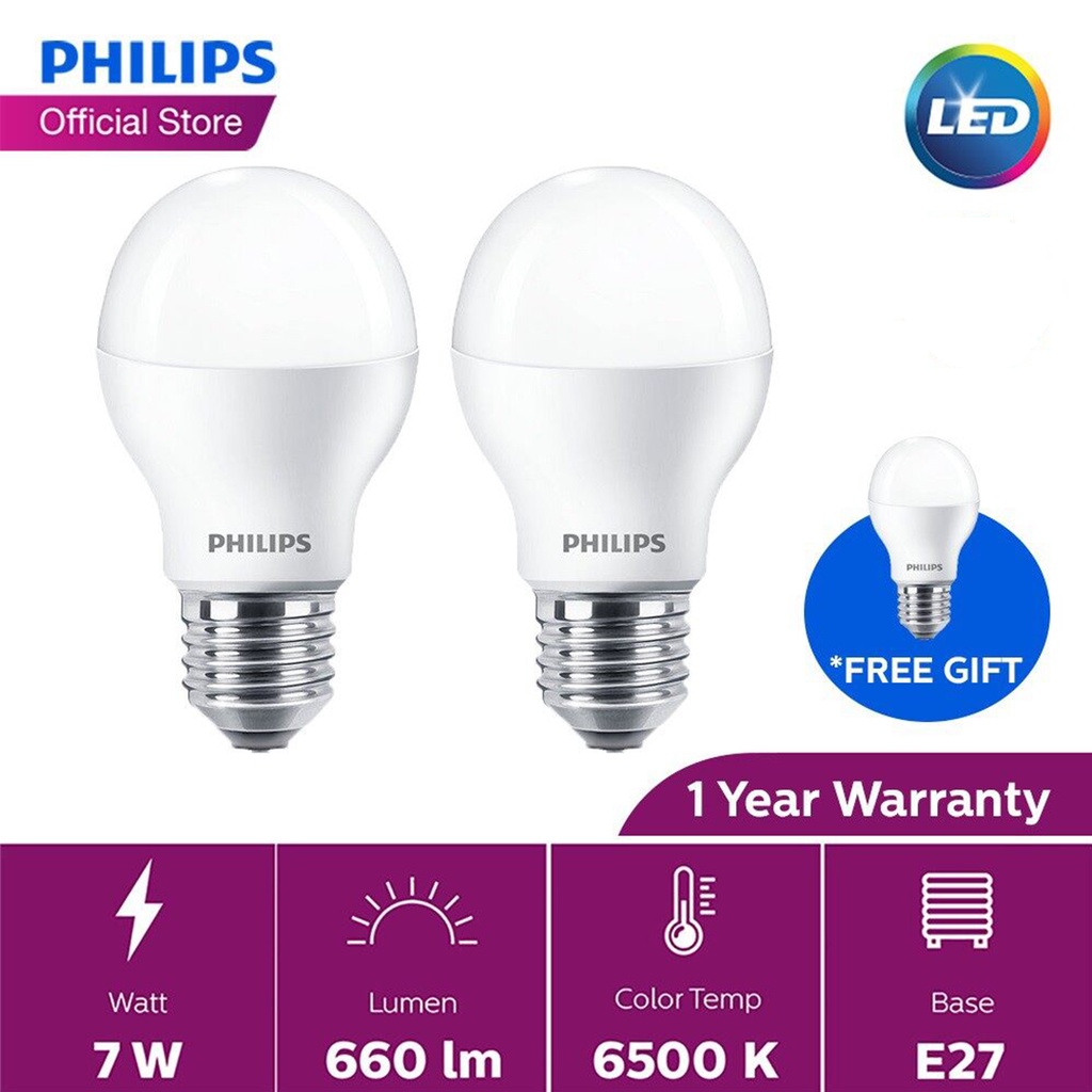 Philips Essential LED Bulb (7W 6500K) [Buy 2 Free 1] | Shopee Malaysia