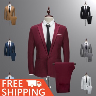 Wedding Men's Suits Casual Formal Tuxedos Blazer 2 Pieces Slim Fit Suit