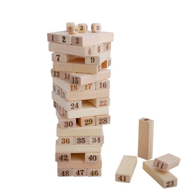 48pcs Wooden Blocks Jenga Games Wooden Tower Games Building Blocks Toys