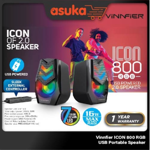 Vinnfier ICON 800 RGB USB Portable Speaker (1yrs Limited Hardware Warranty)