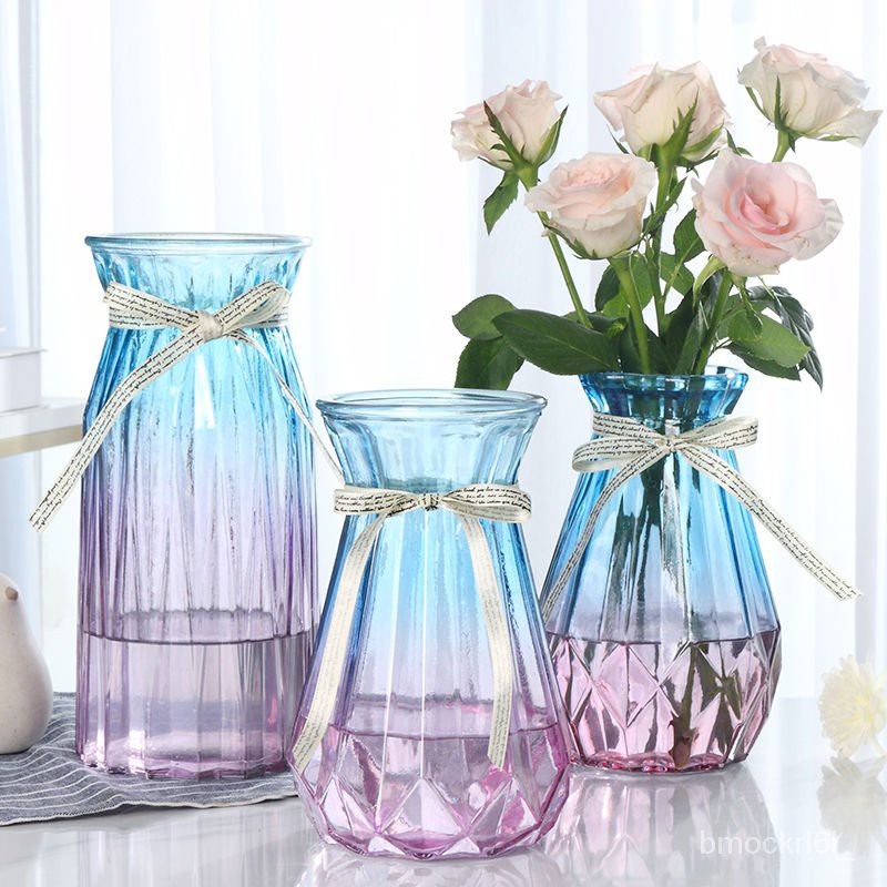 Buy Hydroponic Vase 三件套 玻璃花瓶彩色透明水培富贵竹百合鲜花花瓶客厅插花摆件 Seetracker Malaysia