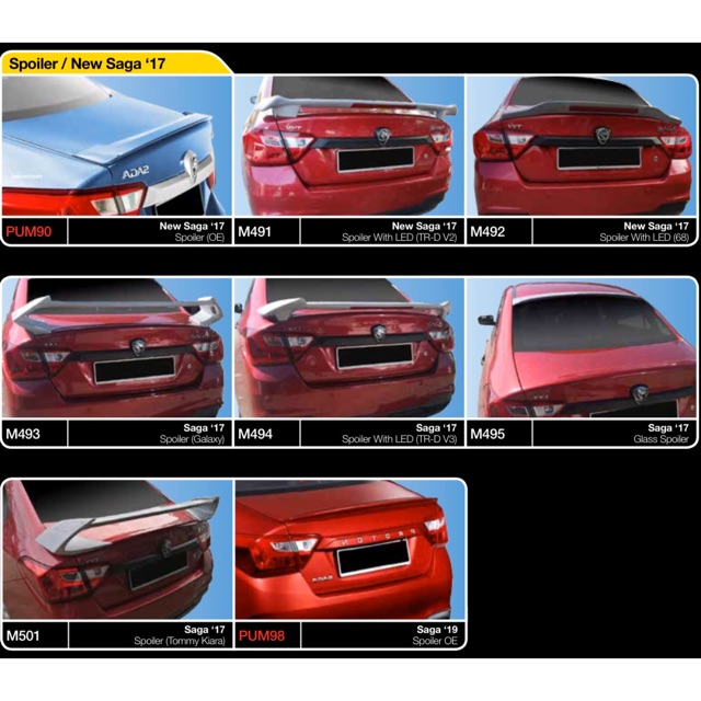 Proton Saga Vvt 2016 2017 2018 2019 2020 Rear Boot Trunk Ducktail Spoiler Lip Wing Trd Drive 68 Galaxy Tommy Kaira Kiara