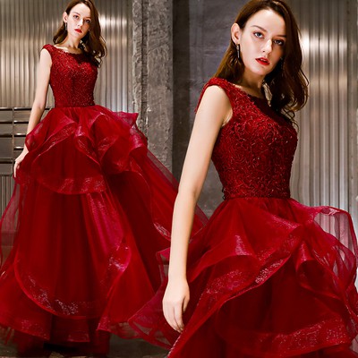 red silver gown