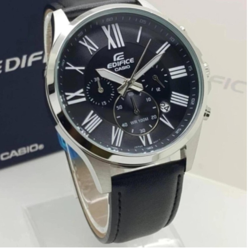 Casio Edifice Wr100m Black Silver Watch Shopee Malaysia