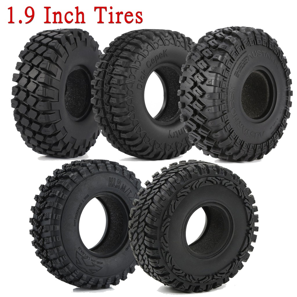 Que-T 4pcs 120mm 1.9inch Wheel Tires with Foam for RC 1/10 Axial SCX10 D90 TRX-4 Crawler Cars 