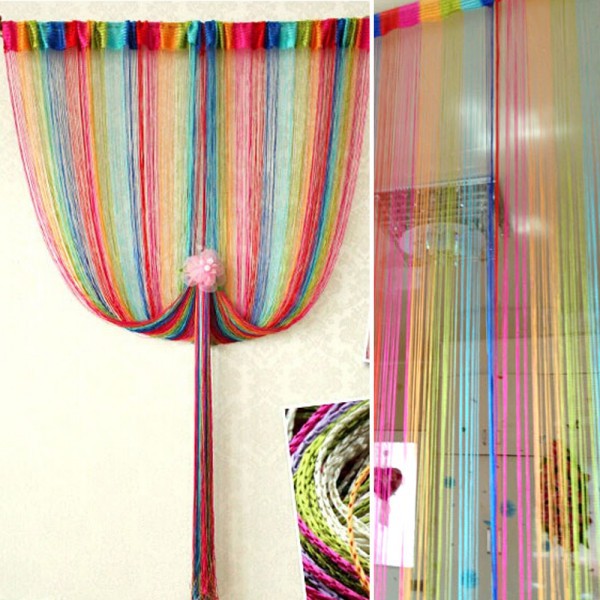 Rainbow Color Sweet String Line Curtain Door String Curtain Tassel Drape Window Decor