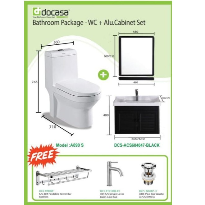 Docasa Toilet Bowl A 0 Dcs Acs Blk Aluminium Cabinet Set Shopee Malaysia