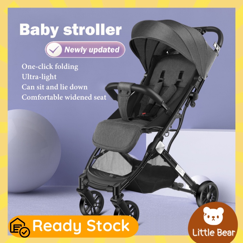 ?In Stock?Ultra-light Baby Stroller Portable One Handed Pram Lying and Seating Carriage for Newborn Travel ✈️