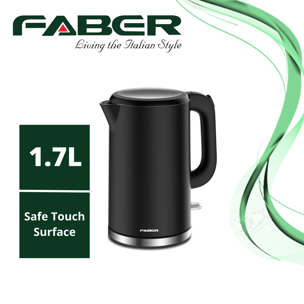 Faber Safe Touch Electric Black Jug Kettle (1.7L) FCK DW2200 / Morgan Double Wall Jug Kettle (1.8L) MJK-DW8218