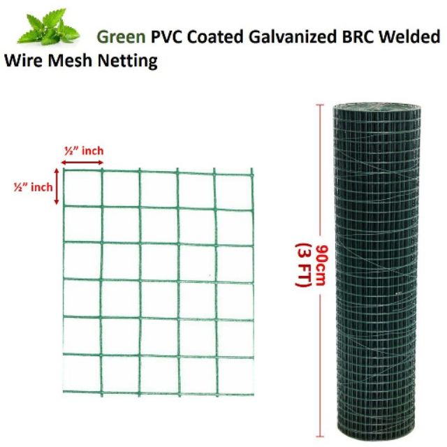 50ft Green Pvc Coated Galvanized Brc Welded Wire Mesh Net 1 2 X 1 2 X 3ft Brc Hijau Shopee Malaysia