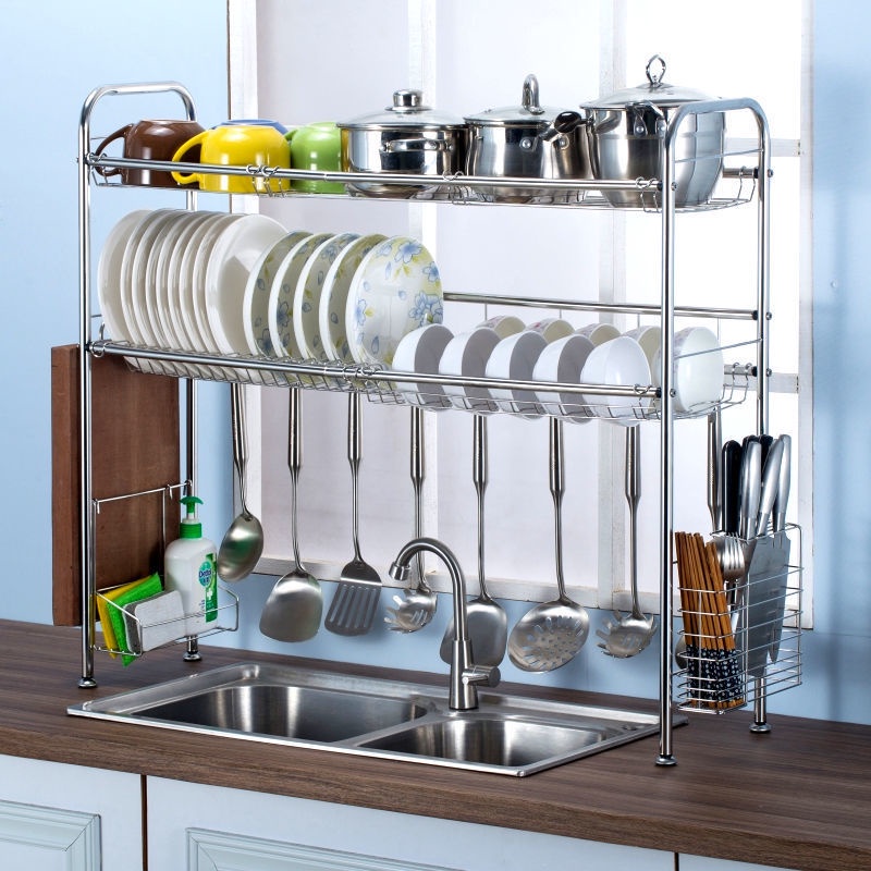 Kitchen Sink Shelf 厨房水槽置物架 不锈钢厨房水槽置物架上方家用收纳晾放碗架洗碗池沥水晾放碗碟架