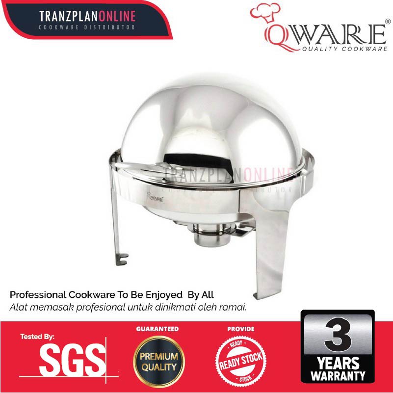 QWARE STAINLESS STEEL ROUND ROLL TOP CHAFING DISH Buffet Set Catering Set Katering Kenduri