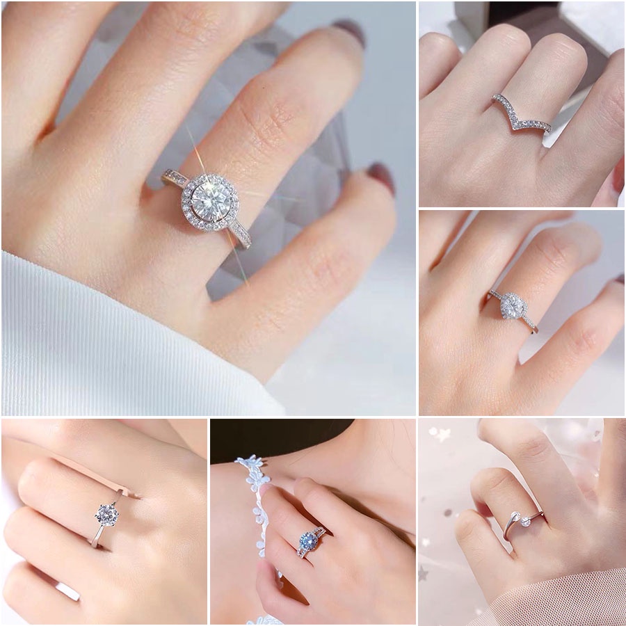 925 Silver Ring Women Zircon Fashion Wedding Rings Cincin Adjustable Rings