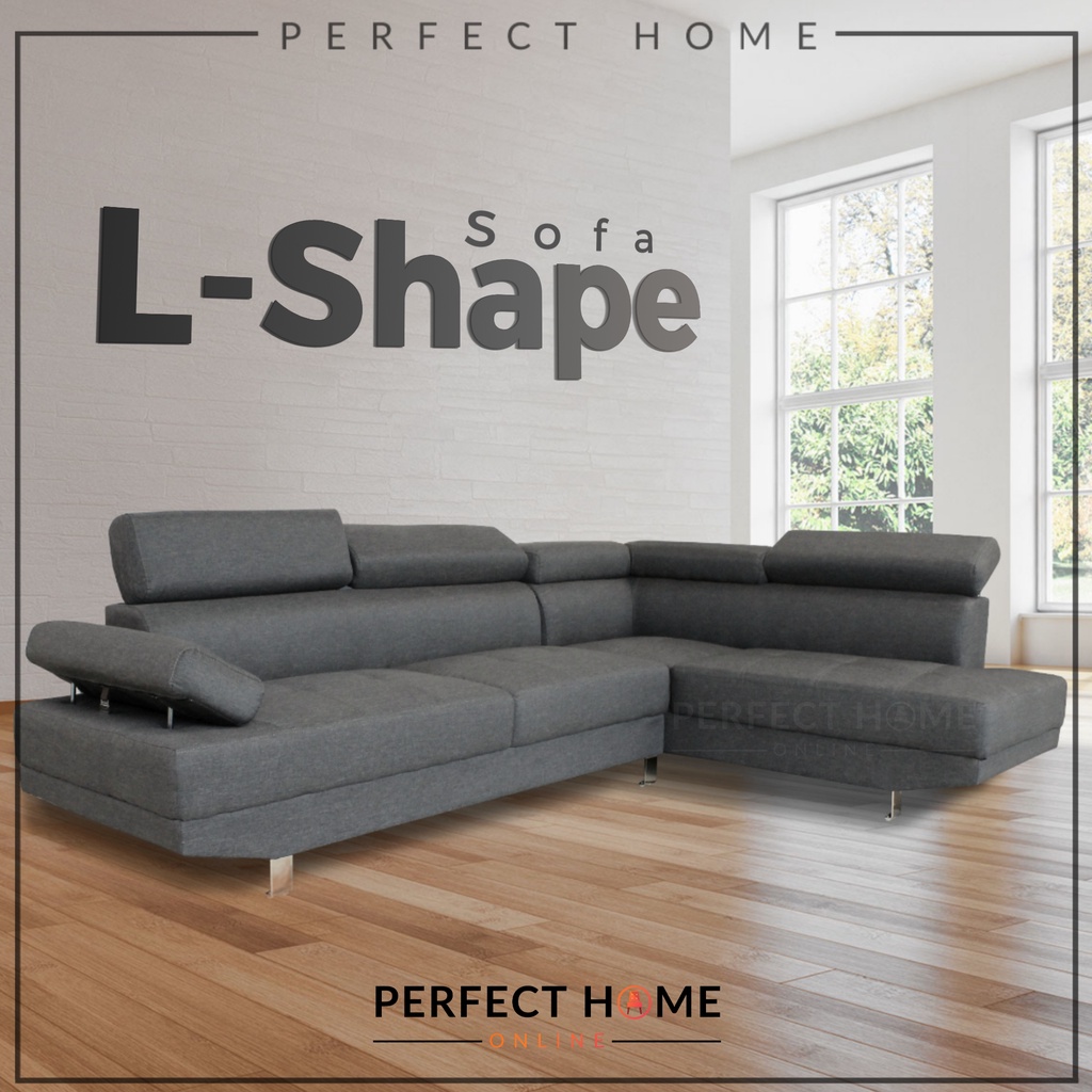 FREE INSTALL Sofa L Shape Murah Water Repellent Fabric Modern Home Living Room Furniture Comfortable Cushion Selesa 沙发