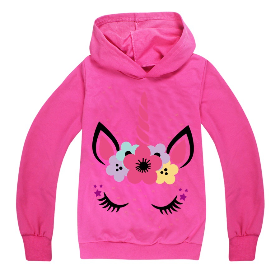 Unicorn Girls Boys Hooded Tops Long Sleeve T-shirt Kids Hoodie Clothes Age 2-11Y 