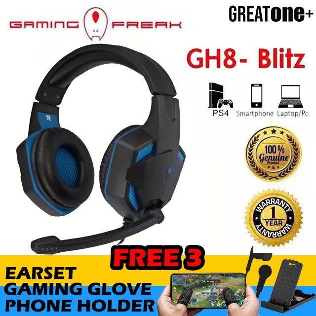 (READY STOCK)Gaming Freak GH8-Blitz Gaming Headphone Free 3 ITEM