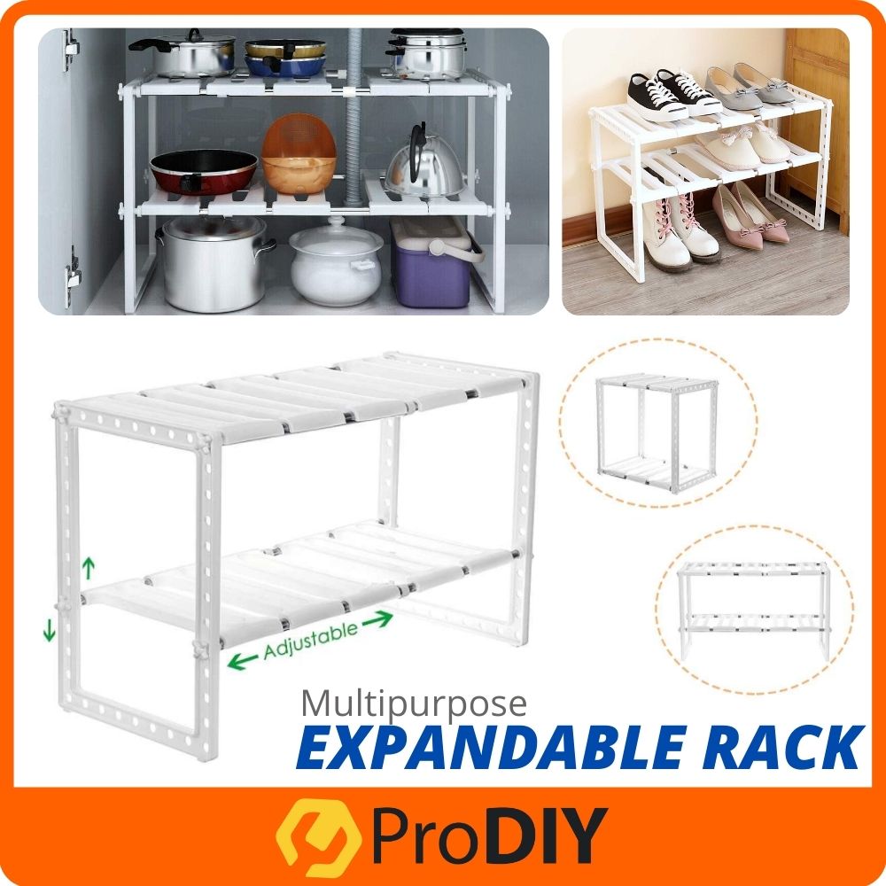 Adjustable Size 50-70cm Kitchen Rack Expandable 2 Layer Space Arrangement Under Sink Kitchen Storage Rack ( HXFQ )