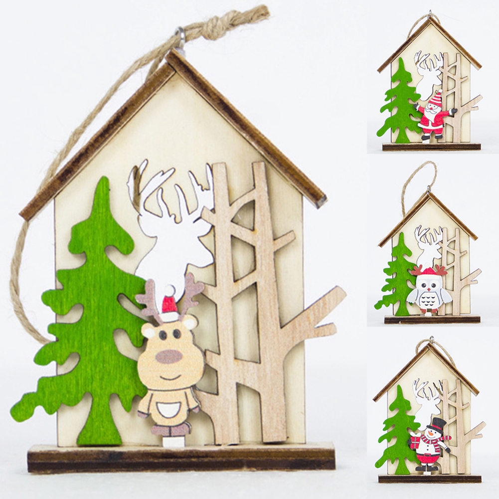 Elk Snowman Chalet Ornament Tree Decorations Pendant Christmas Log