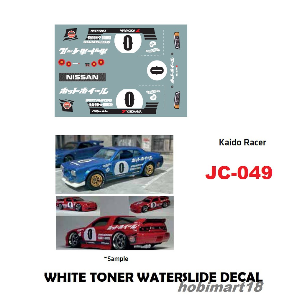 Details about   JC-9049 White Toner Waterslide Decals > Kaido Rac Custom diecast 1:64 Hot wheels 
