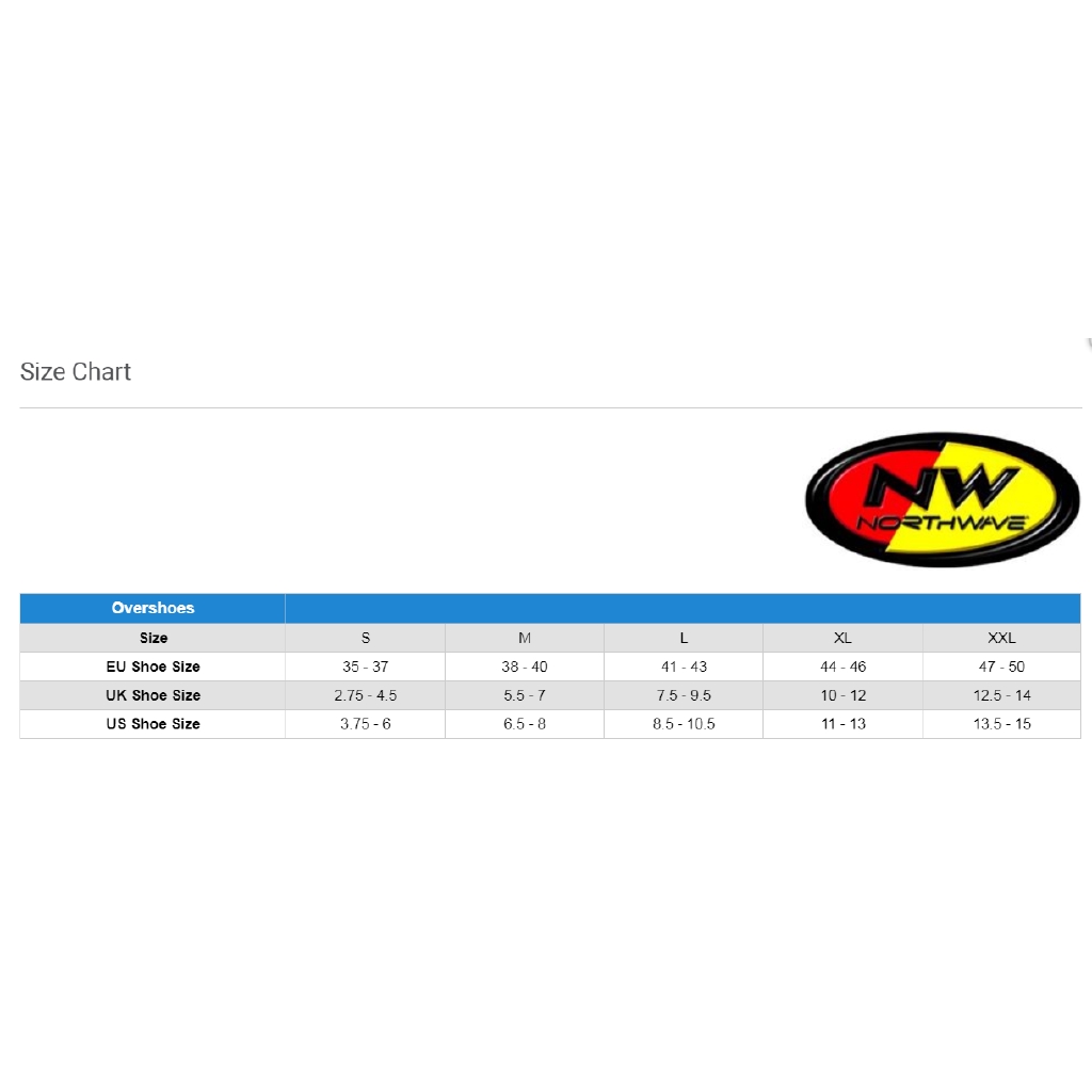 northwave shoe size chart