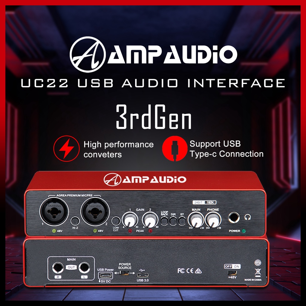 AmpAudio UC22 (3rd Gen) USB Audio Interface Shopee Malaysia
