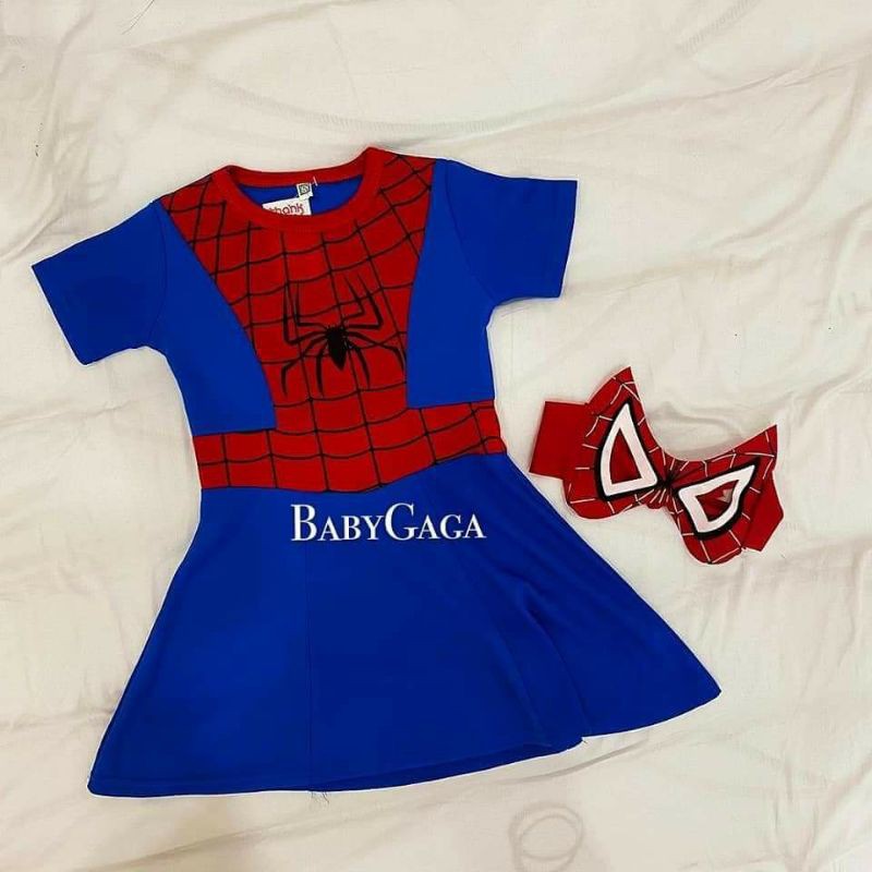 (READY STOCK) 2pcs Spider Girl Halloween Costume Dress for Girls