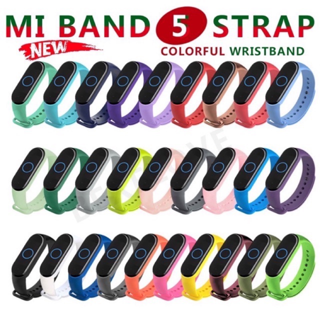 NEW!!! Ready Stock in Malaysia-M5 Mi Band 5 Colorful Band Silicone Strap Replace Wrist Bracelet Miband 5 Straps
