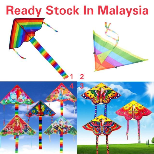  Layang layang Wau  Rainbow Butterfly Cartoon Kite 