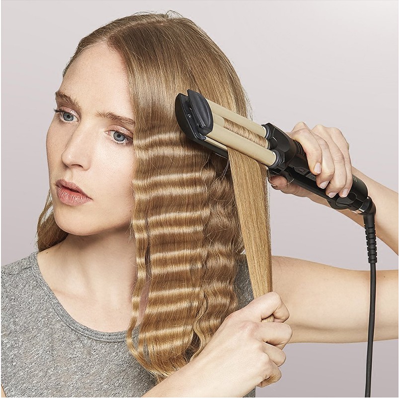 Professional Wave Hair Styler 3 Barrels Big Wave Curling Iron Hair Curlers  Crimping Iron Fluffy Waver Salon Styling Tool | Shopee Malaysia