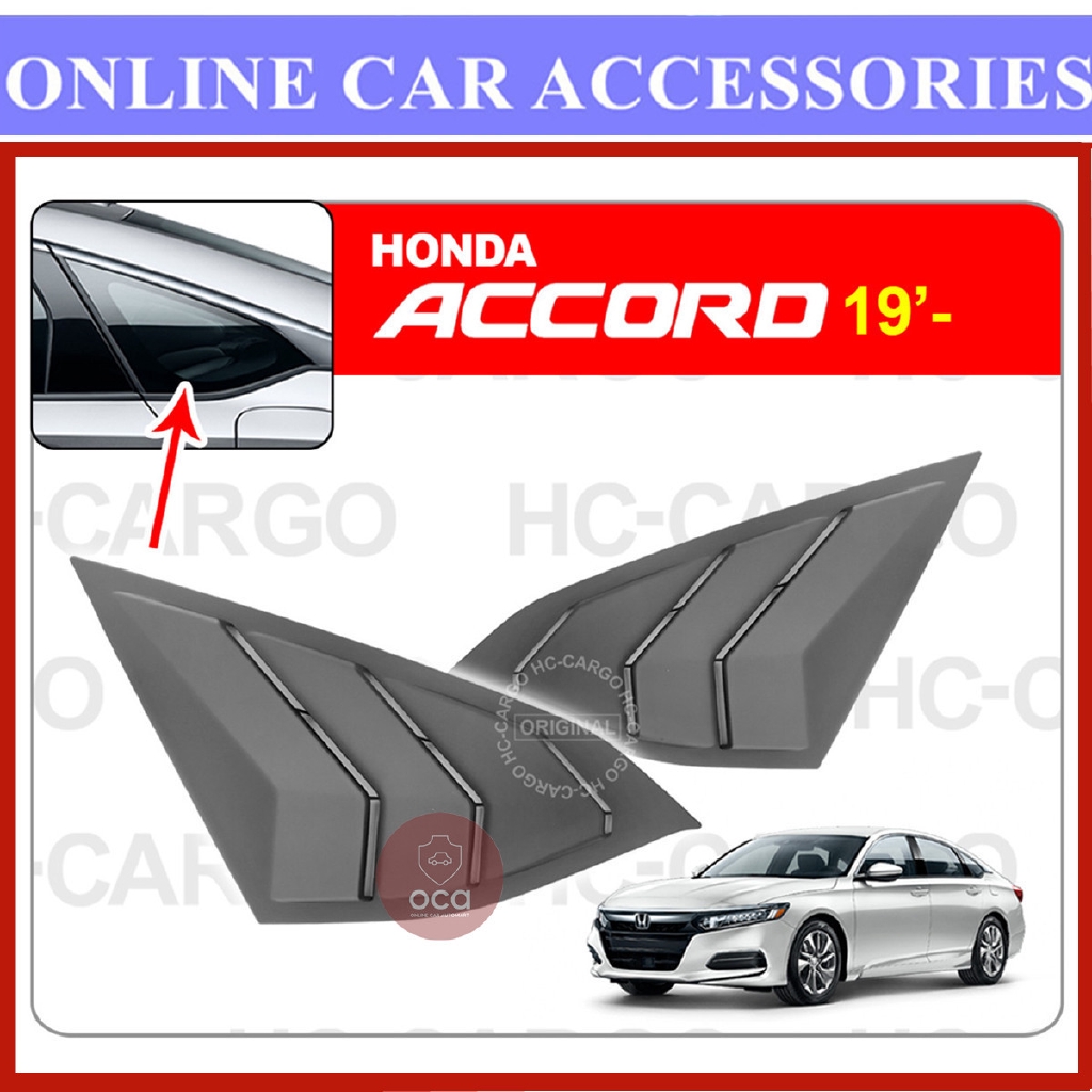 Honda Accord 2019 Black Rear Side Shark Louver Window Cover Triangle Mirror Protector 