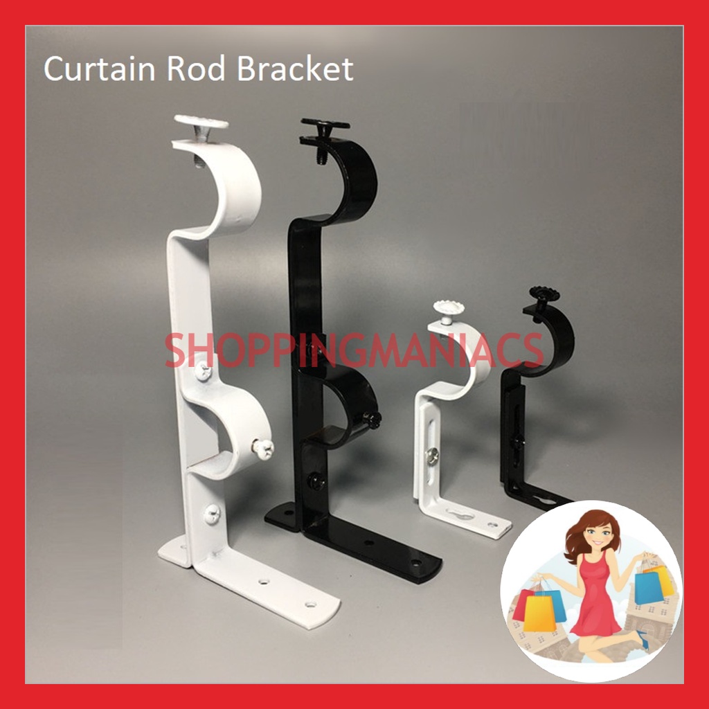 2pcs Single/Double Curtain Rod Bracket Curtain Rod Hanging Brackets Wall Mount Heavy Duty