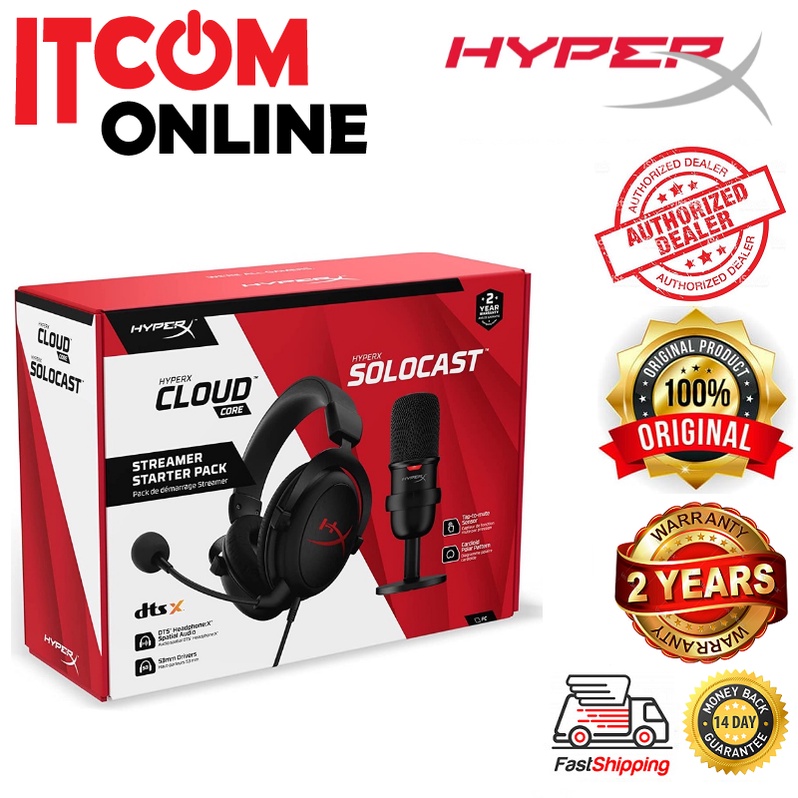 HYPERX 2 IN 1 GAMING HEADSET CLOUD CORE + MIC SOLOCAST COMBO (HBNDL0001