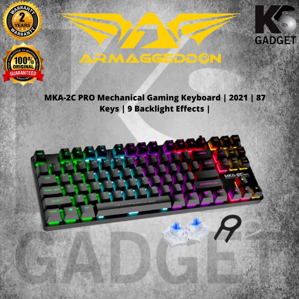 Armaggeddon MKA-2C PRO Mechanical Blue Switch Gaming Keyboard | 2021 | 87 Keys | 9 Backlight Effects(Free MousePad)