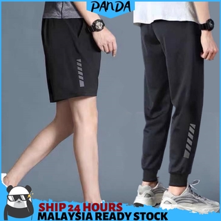 PNT01 PandaShop Ready Stock Casual Sport Running Pants Short Pants Fitness Breathable Plus Size Men