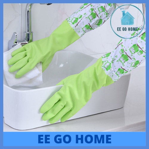 1 Pair Kitchen Gloves Household Waterproof Washing Up Long Sleeve Kitchen Dishes Cleaning Glove 超长防水防脏洗碗手套