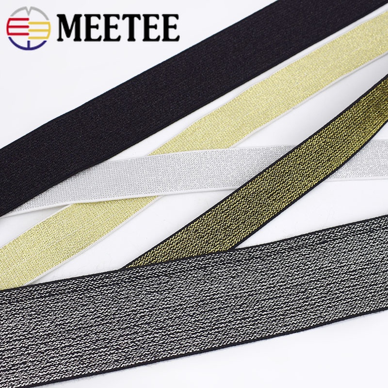 Essential Must 2Meters Gold Silver Glitter Elastic Bands Rubber Band Lace Ribbon Garment Trousers Belt Sewing - Image 4