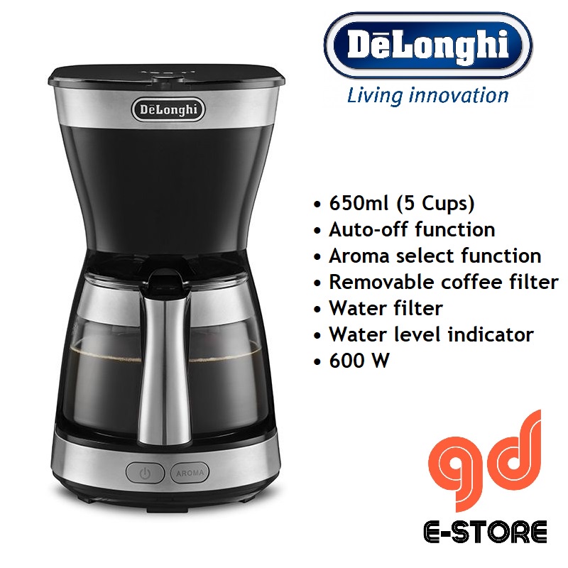 Delonghi ICM12011 / ICM12011.BK Active Line 5-Cup 650ml Drip Coffee Machine Coffee Maker