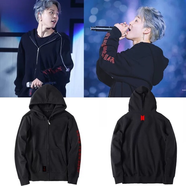 bts love yourself tour zip up hoodie