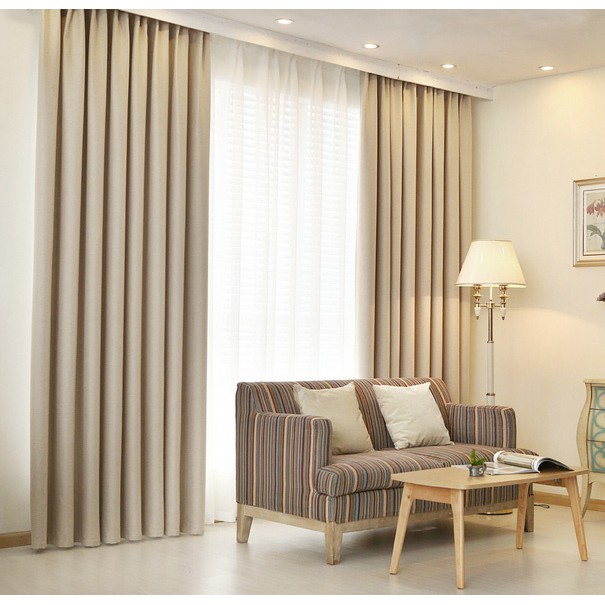 Premium Extra Thick Elegant Curtain French Pleat Beige Free