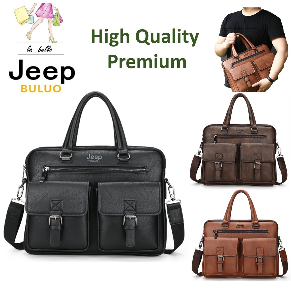 Jeep Buluo Leather Bag Mens Briefcase Satchel Bags For Men Business ...